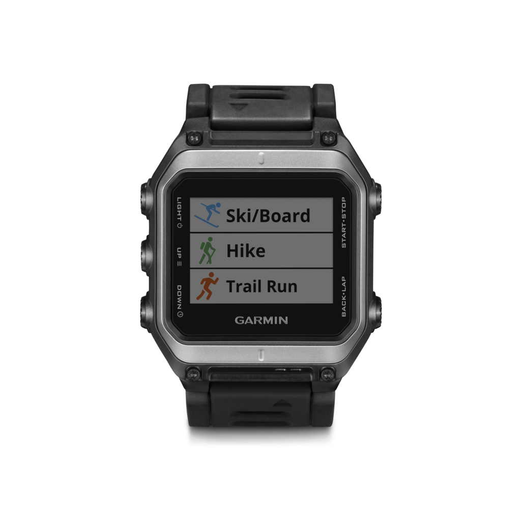 Garmin Epix smartwatch with U.S. TOPO 100K maps, black case and strap