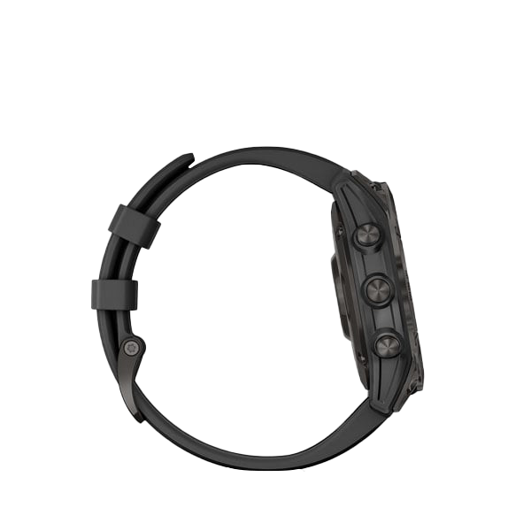 Garmin Fenix 7 Sapphire Solar smartwatch, carbon gray titanium with black band, certified refurbished