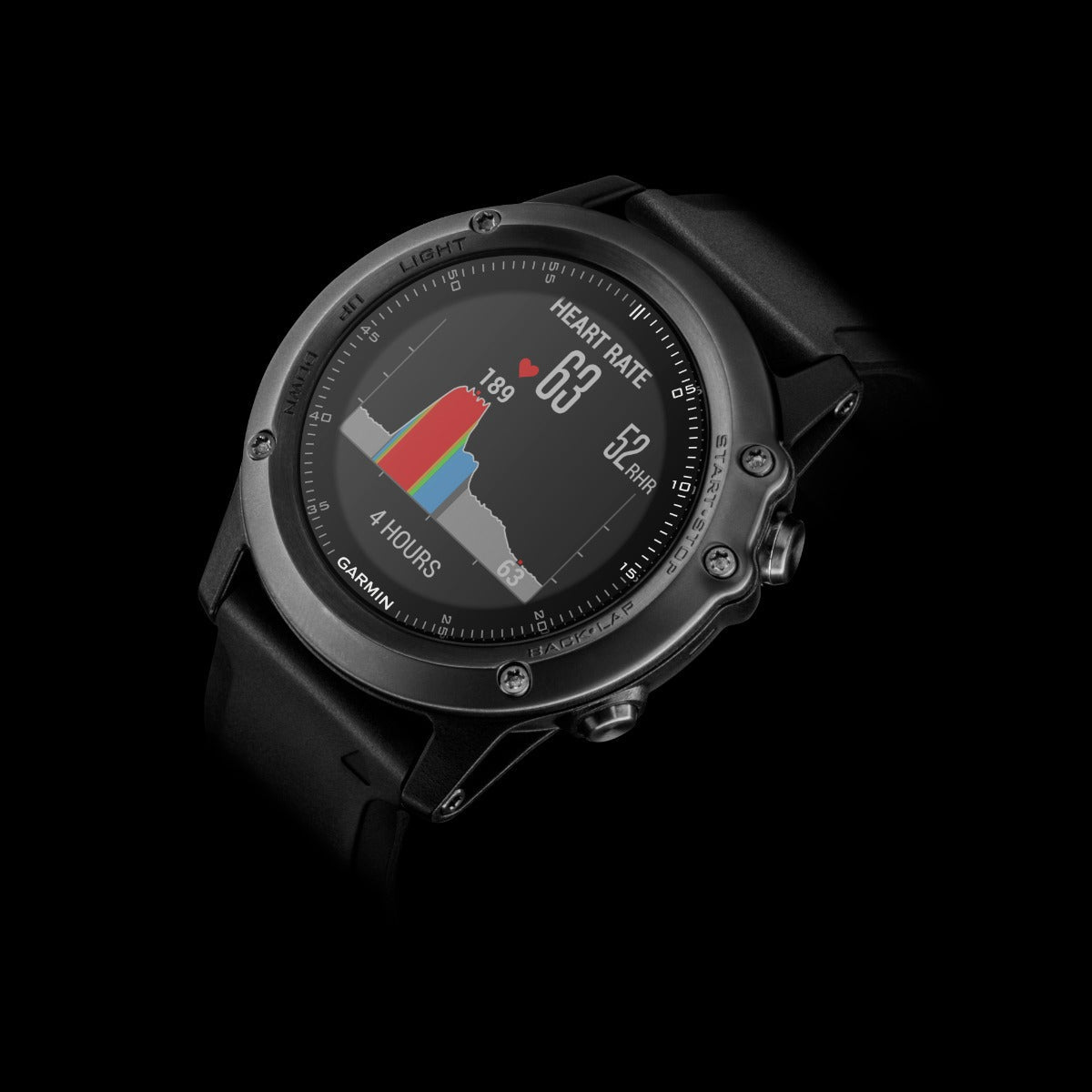 Garmin Fenix 3 HR smartwatch with black band and round bezel