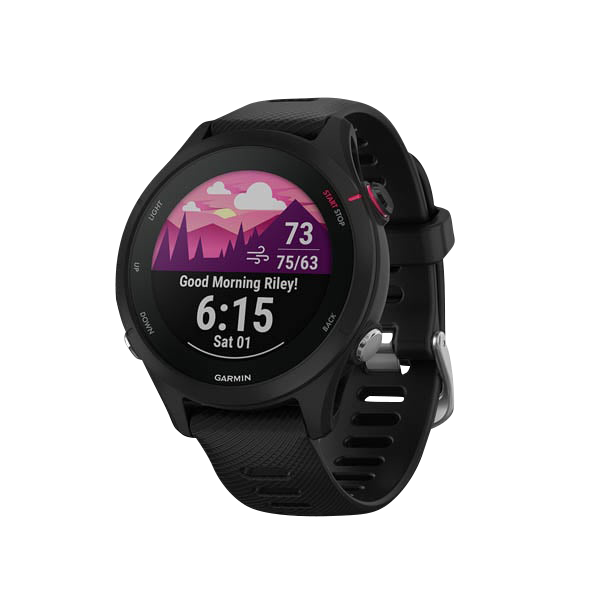 Garmin Forerunner 255S Music GPS running smartwatch, black/red, Garmin Certified Refurbished