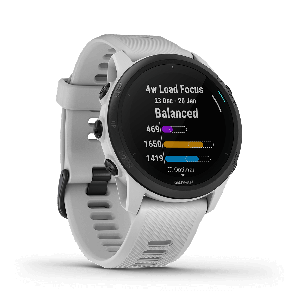 Garmin Forerunner 745 smartwatch, Whitestone color with white band, Certified Refurbished