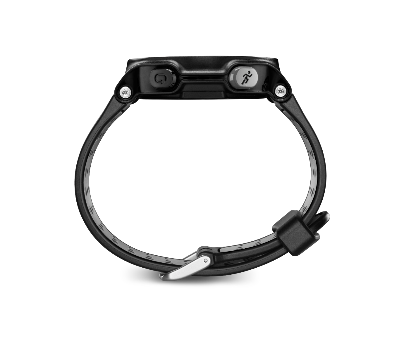 Garmin Forerunner 235 GPS smartwatch, black and gray with silicone strap and metal clasp