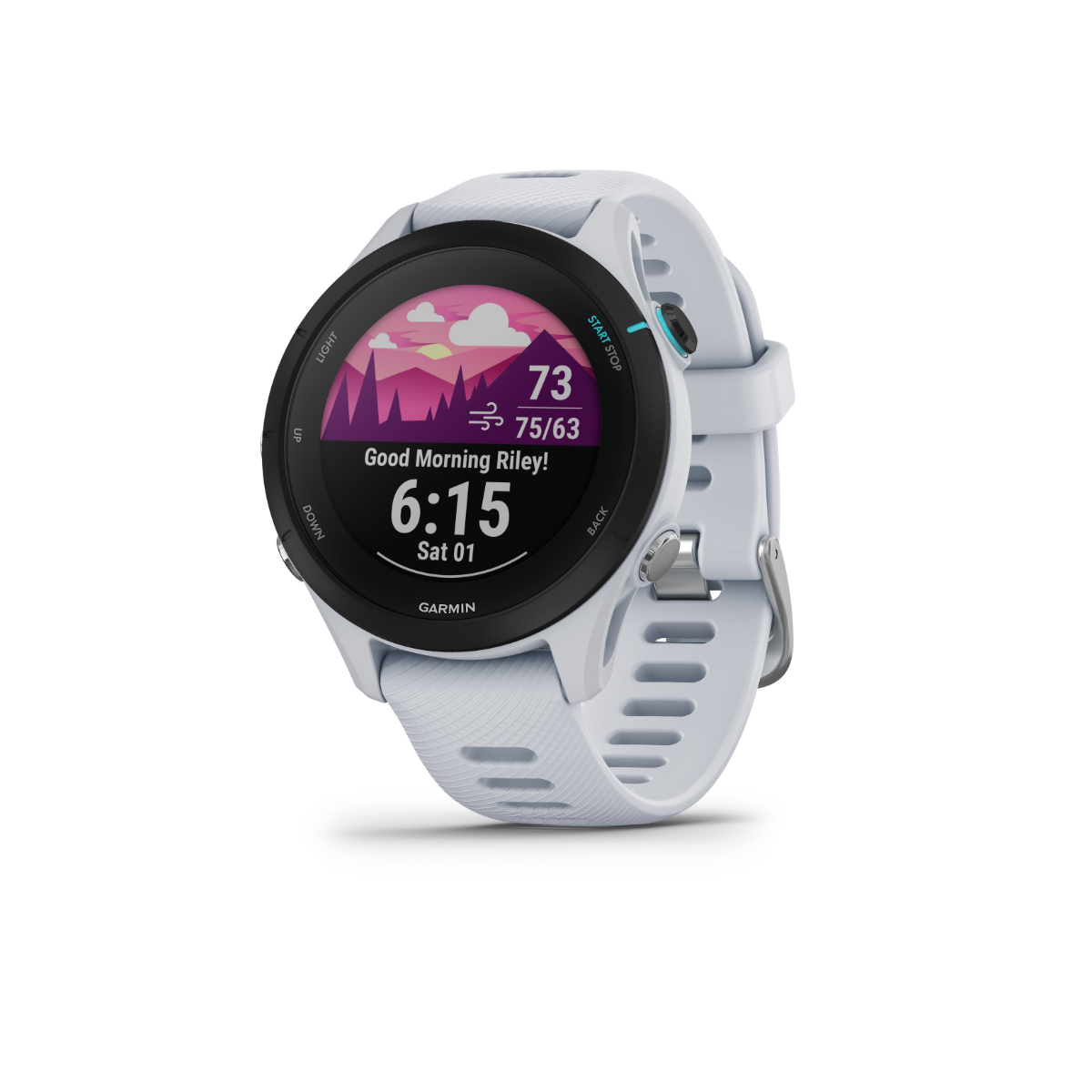 Garmin Forerunner 255S Music smartwatch, Whitestone with white silicone strap, certified refurbished