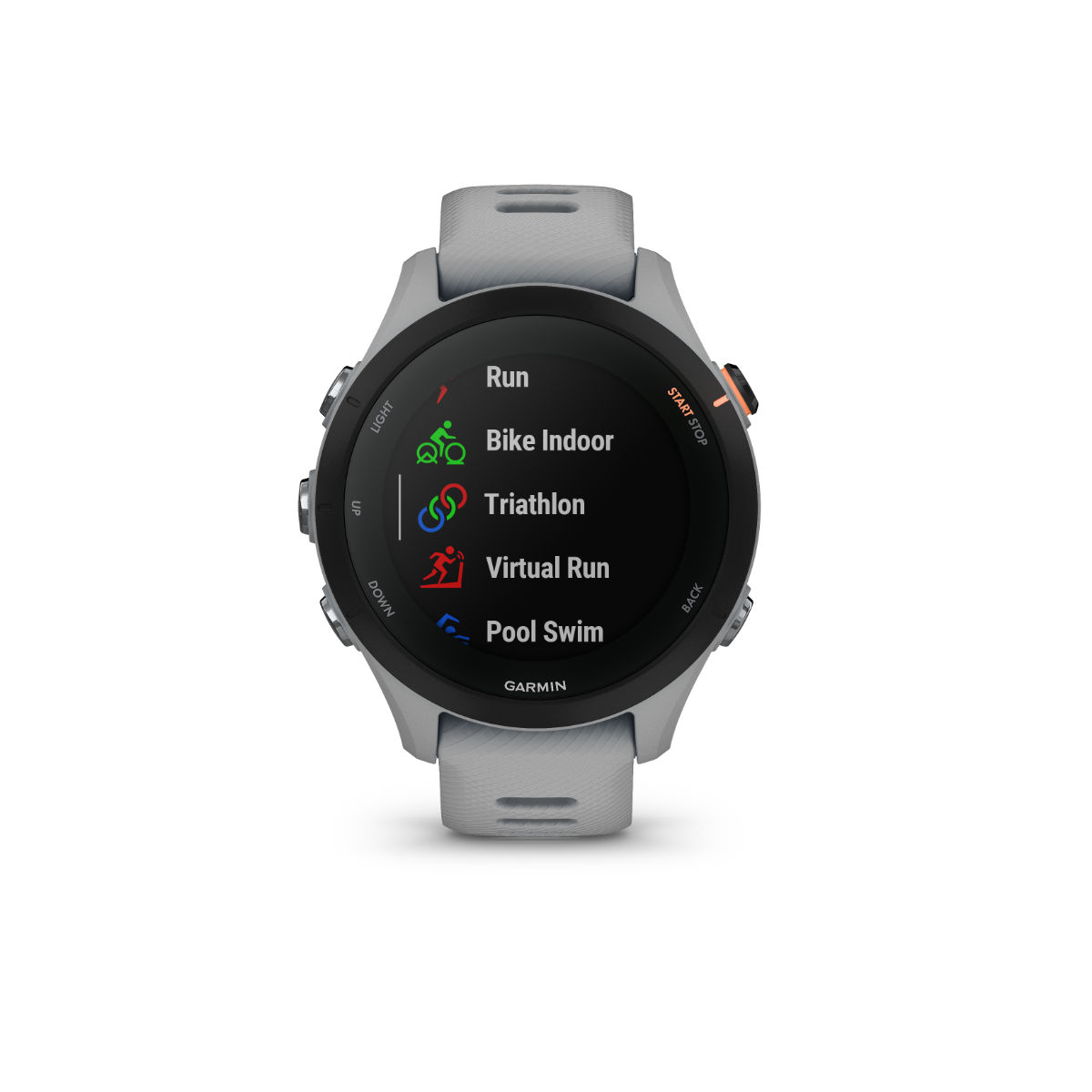 Garmin Forerunner 255S smartwatch, powder gray, GPS fitness watch for runners.