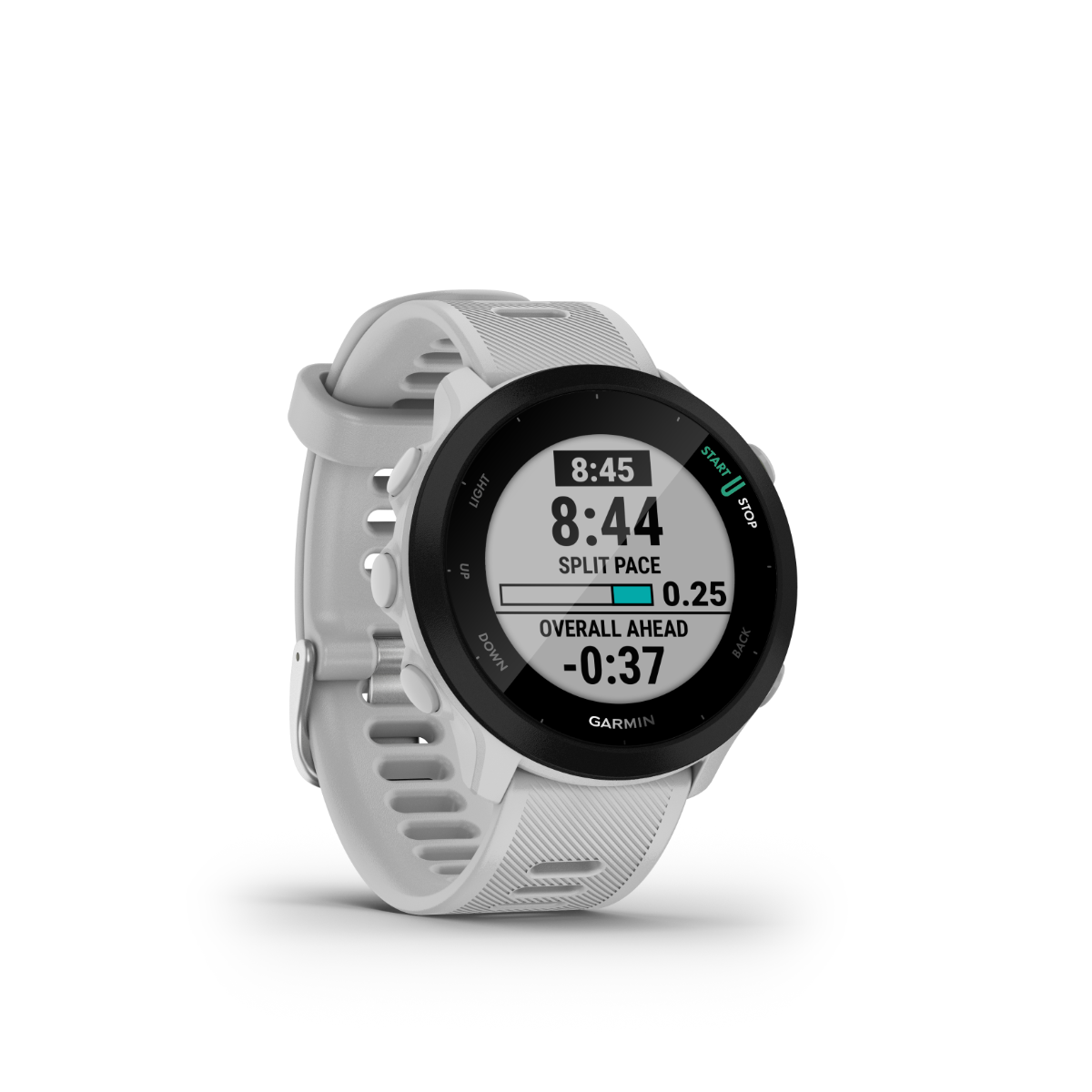 Garmin Forerunner 55 smartwatch, white band, GPS fitness watch