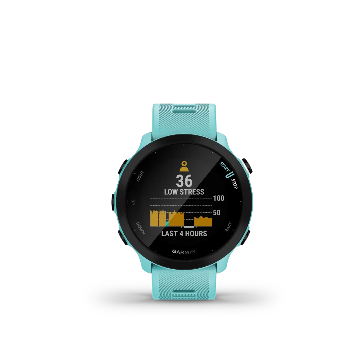 Garmin Forerunner 55 aqua GPS smartwatch with teal band
