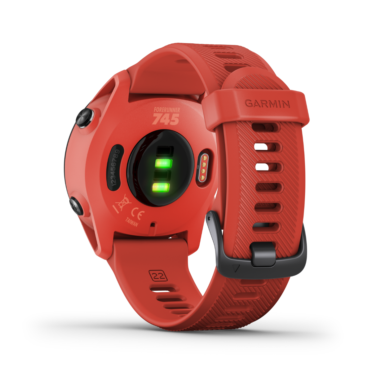 Garmin Forerunner 745 Magma Red smartwatch with red silicone band