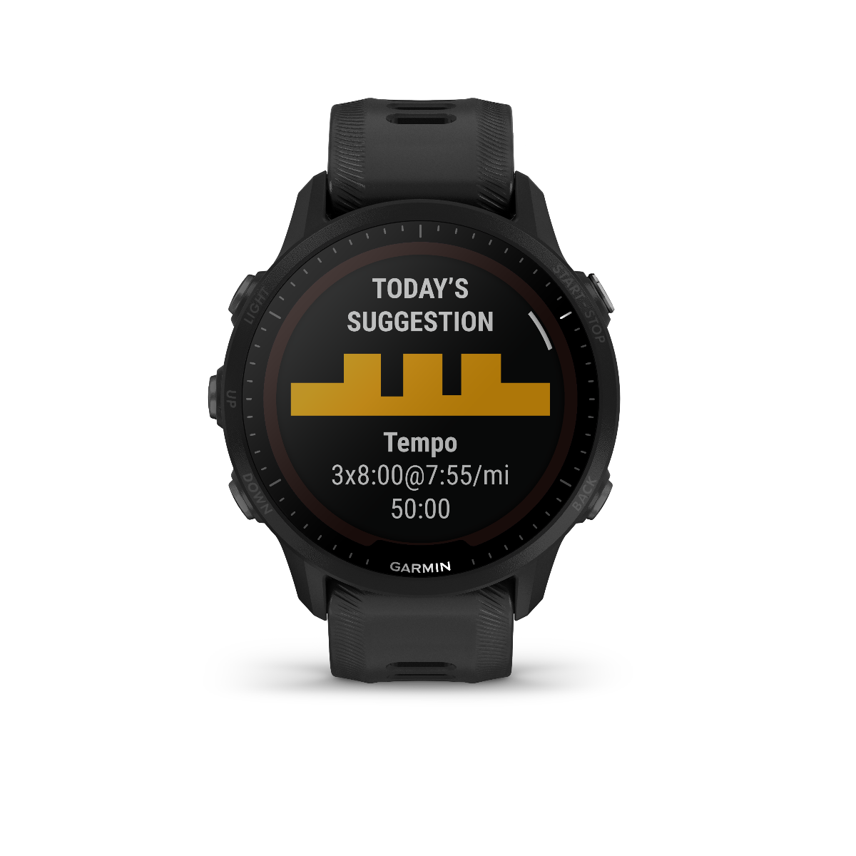 Garmin Forerunner 955 Solar Black smartwatch with black silicone band (010-02638-00)