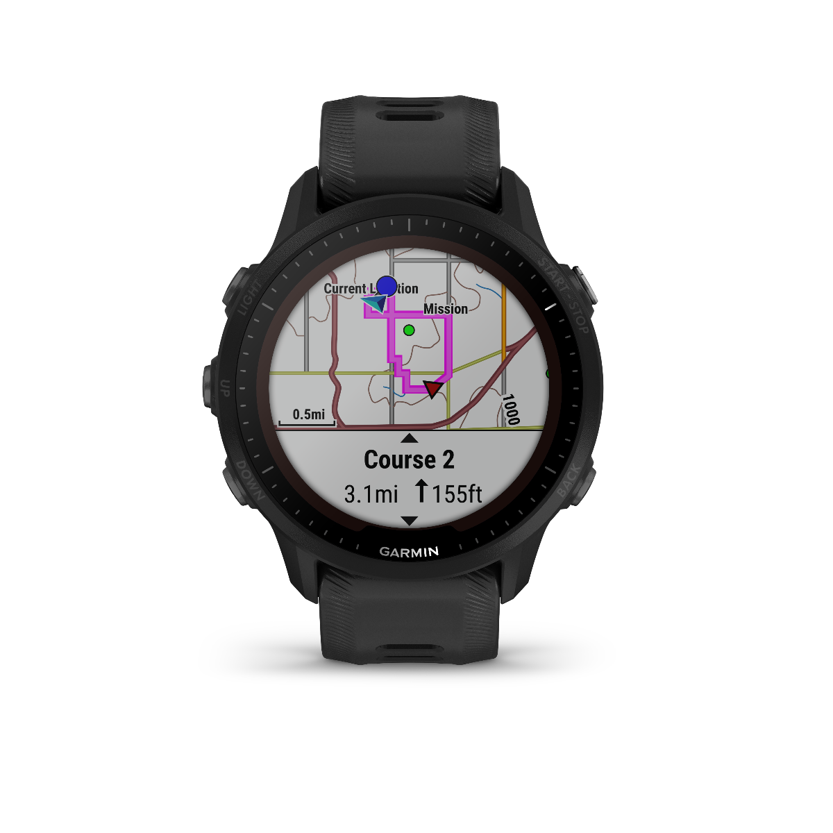 Garmin Forerunner 955 Solar Black smartwatch with map display