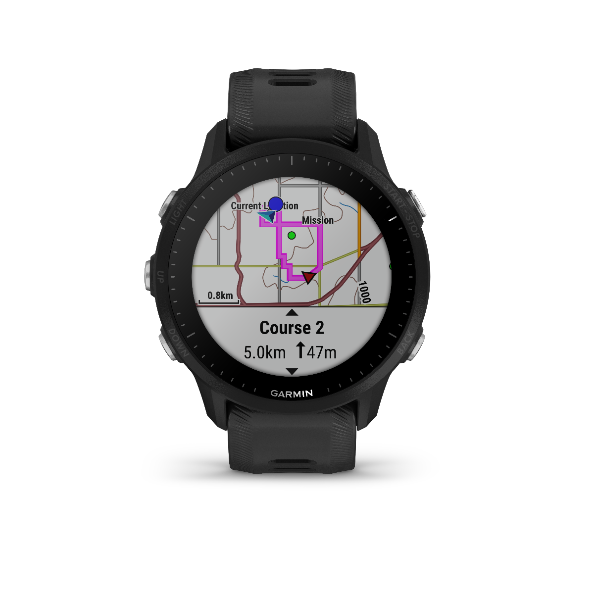 Forerunner 955 Black Garmin smartwatch with map display