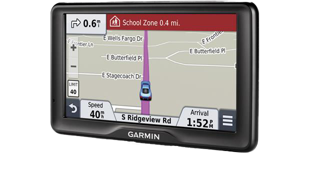 Garmin Nuvi 2797LMT automotive GPS navigator, black device with map display
