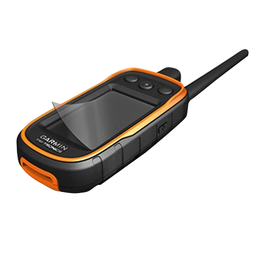 Garmin Alpha 100 anti-glare screen protector, model 010-11828-05, orange-trim handheld unit