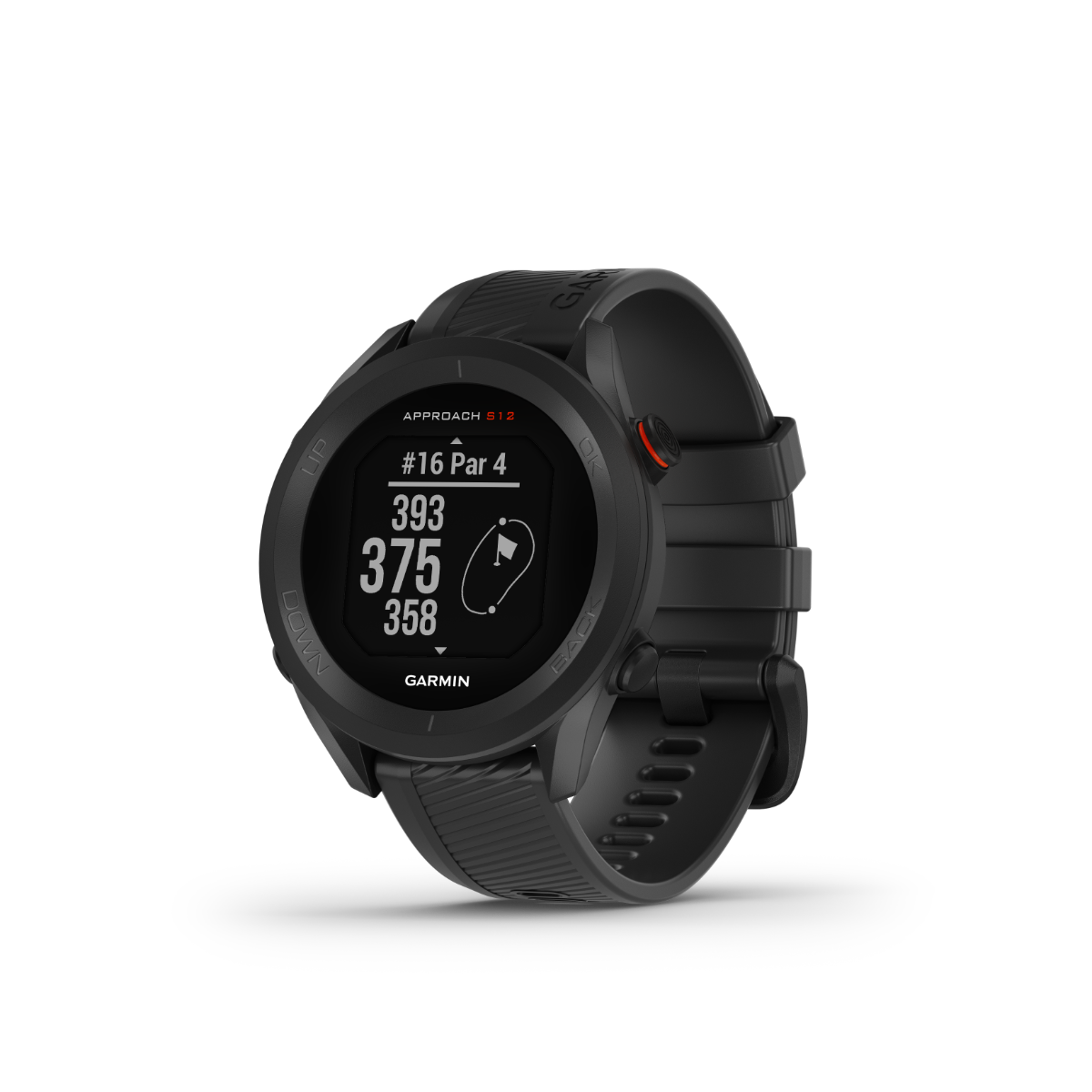 Garmin Approach S12 black golf GPS smartwatch with built-in rangefinder