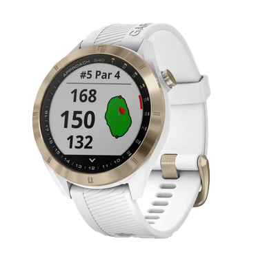 Garmin Approach S40, Gold w/ White Band, Golf GPS Smartwatch & Rangefinder (010-02140-02) by Garmin