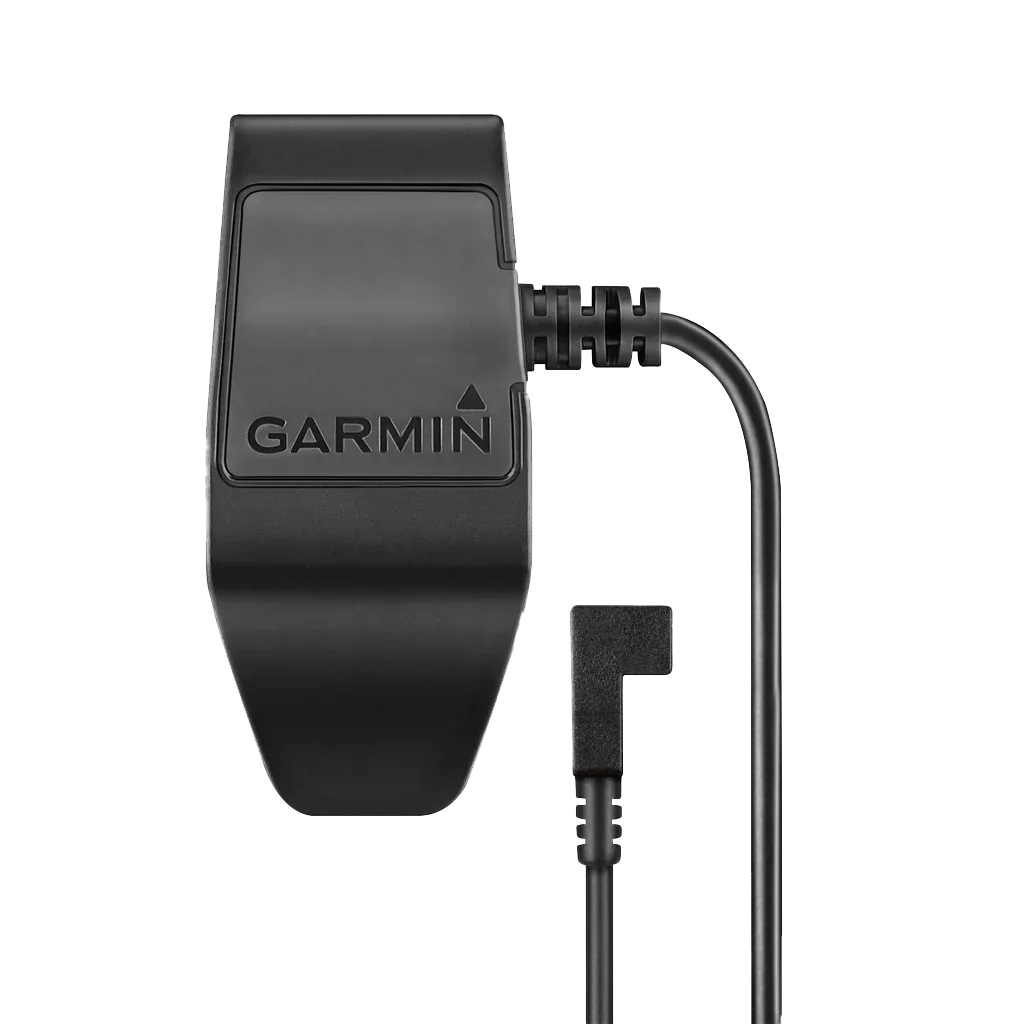 Garmin charging cable for watches, black clip charger with right-angle connector (010-11828-20)