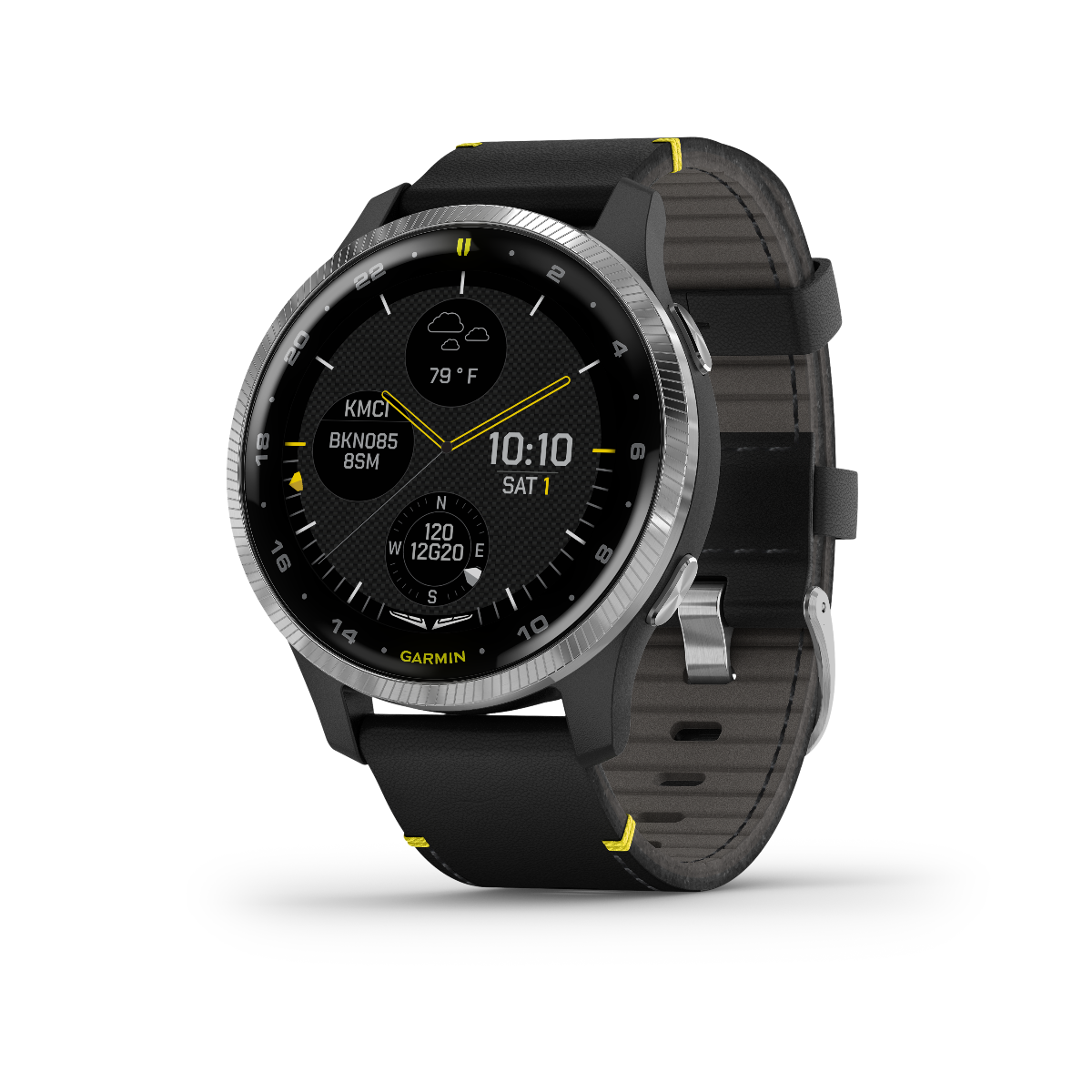 Garmin D2 Air GPS Smartwatch for aviators, black dial, leather strap (010-02173-41)