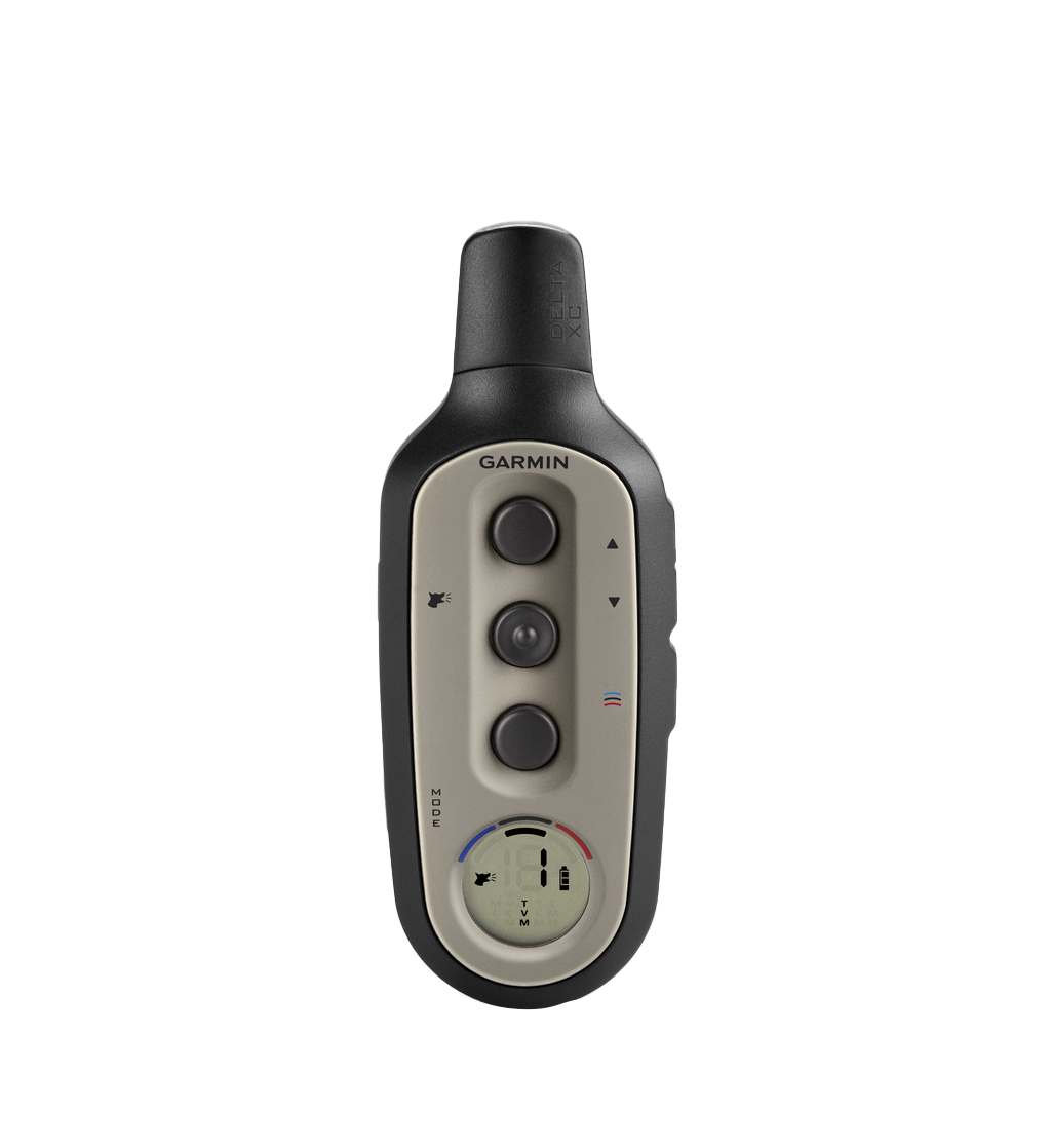 Garmin Delta Sport XC handheld dog trainer remote with beige control panel and black grip