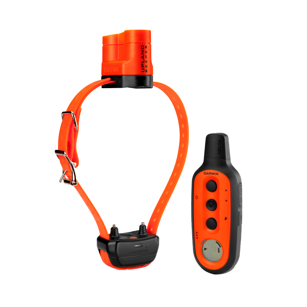 Garmin Delta Upland Bundle orange handheld training remote with collar dog training device