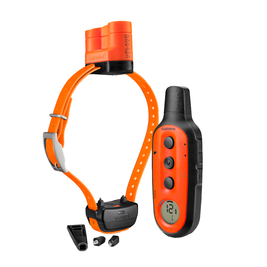 Garmin Delta Upland XC two-piece dog training bundle with orange handheld remote and collar
