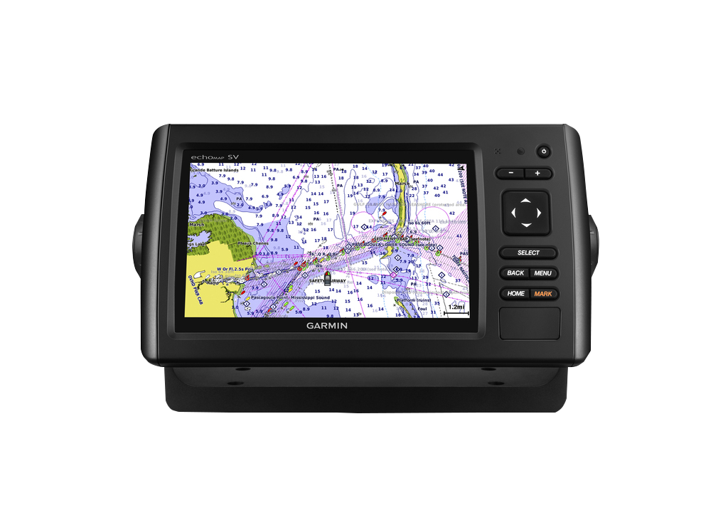 Garmin ECHOMAP CHIRP 74sv marine chartplotter with map display, no transducer