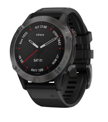 Garmin Fenix 6 Sapphire Carbon Gray DLC smartwatch with black band (010-02158-10)