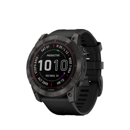 Garmin Fenix 7X Sapphire Solar - Carbon Gray DLC Titanium with Black Band (010-02541-10) by Garmin