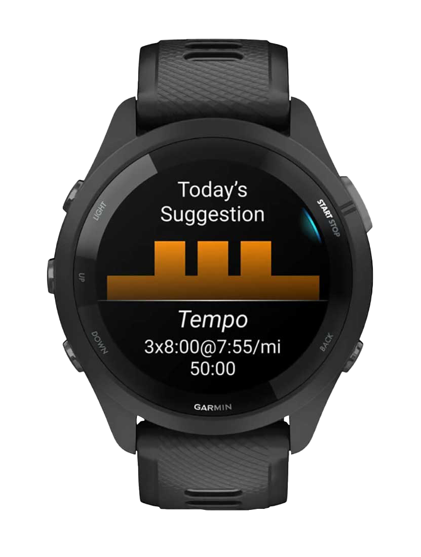 Garmin Forerunner 265, Black Bezel/Case with Black/Powder Gray Band, Fitness GPS Smartwatch for Runners (010-02810-00) by Garmin