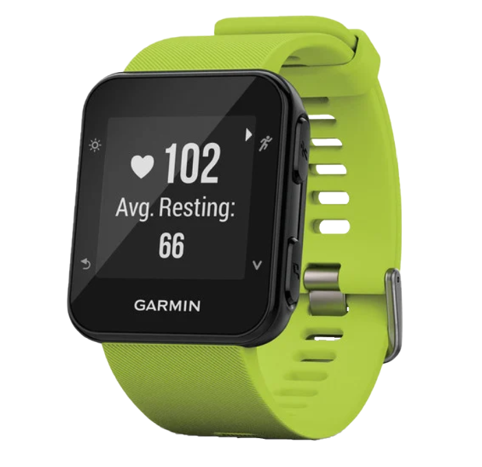 Garmin Forerunner 35 smartwatch, green silicone band, Garmin Certified Refurbished