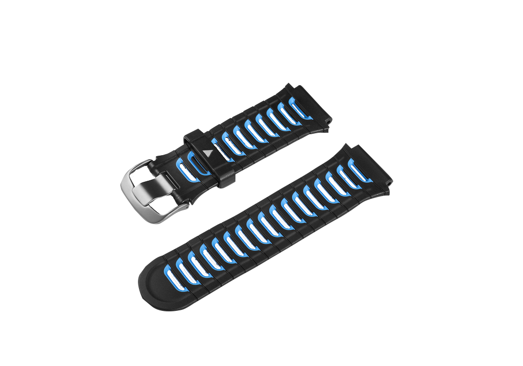 Garmin Forerunner 920XT watch band set, black with blue accents, two bands