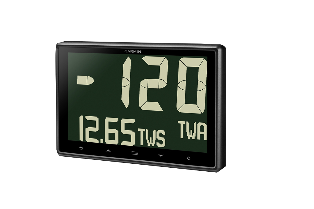 GNX 130 10-inch large-format marine instrument with dark bezel and green display by Garmin