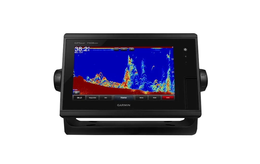 Garmin GPSMAP 7408xsv marine chartplotter in black with color sonar display