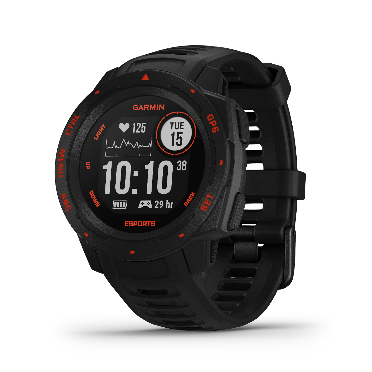 Garmin Instinct Esports Edition smartwatch, Black Lava, rugged black bezel