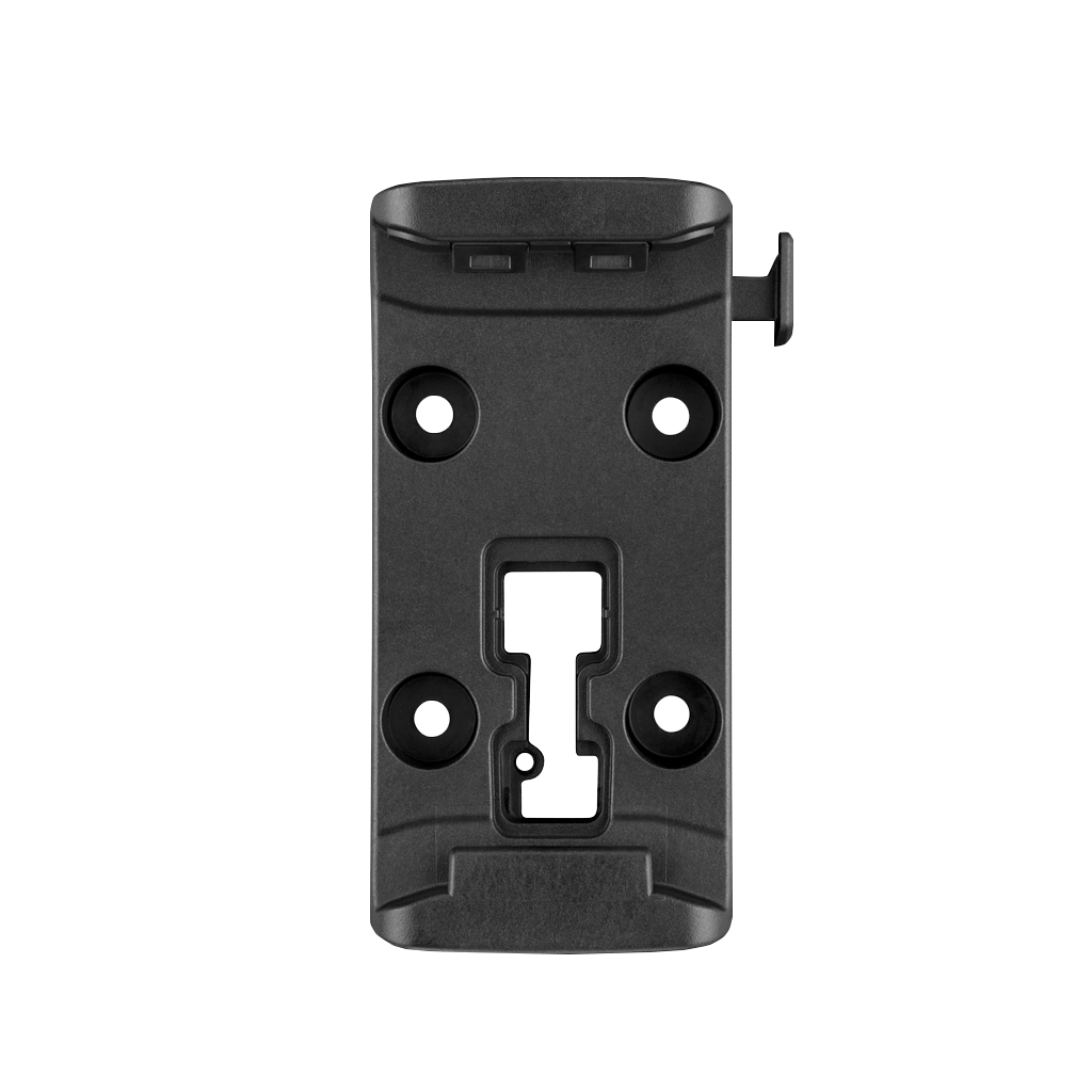 Garmin motorcycle mount bracket for Zumo, black plastic base with screw holes.
