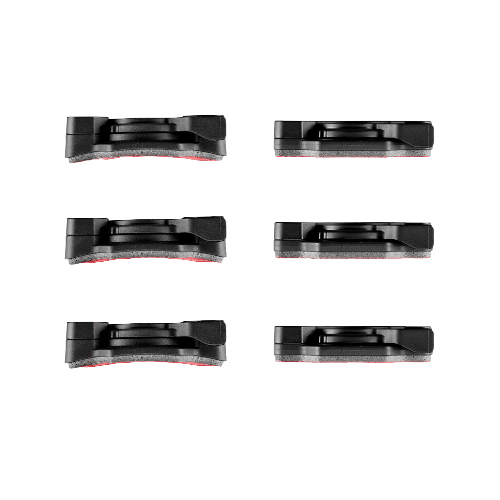 Garmin Mount Base Kit for VIRB, six black plastic mounts with red underside padding