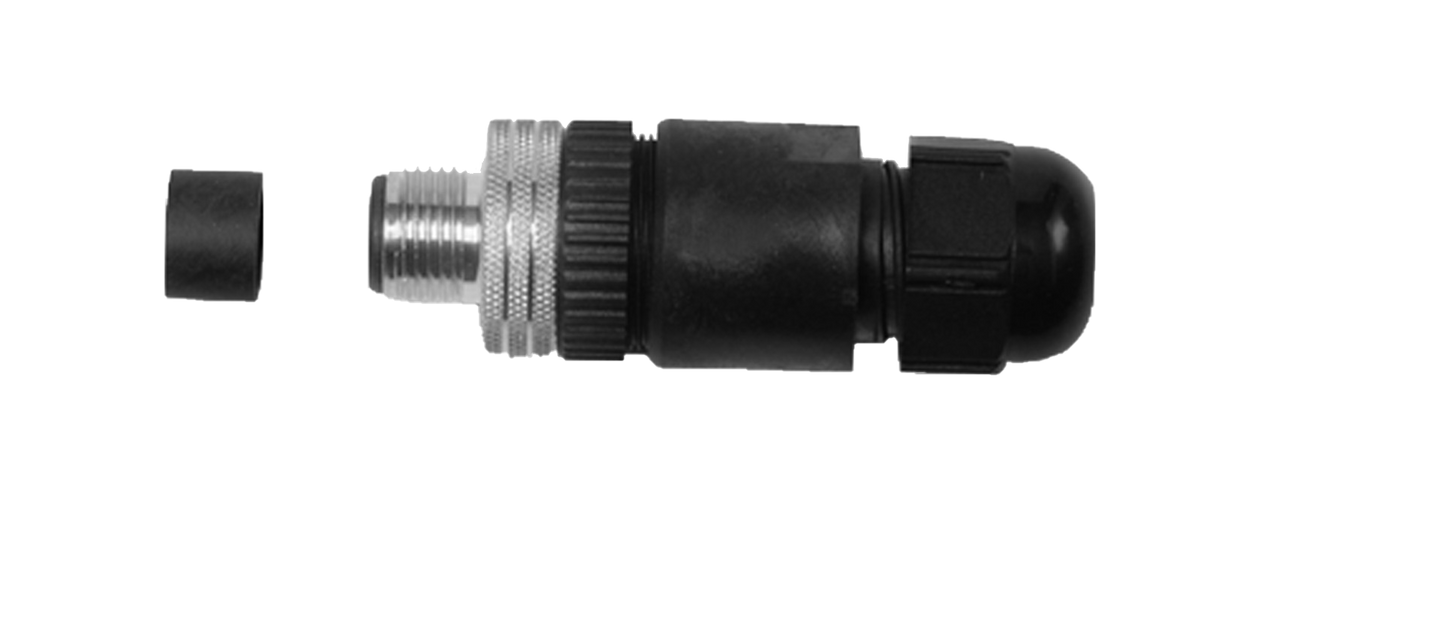 Garmin NMEA 2000 field-installable connector (male) with black housing and silver threaded end