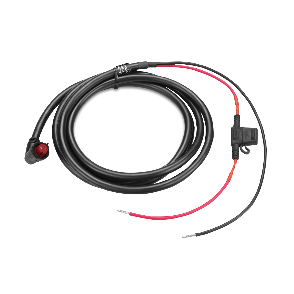Garmin power cable for GMM, black cord with red connector.