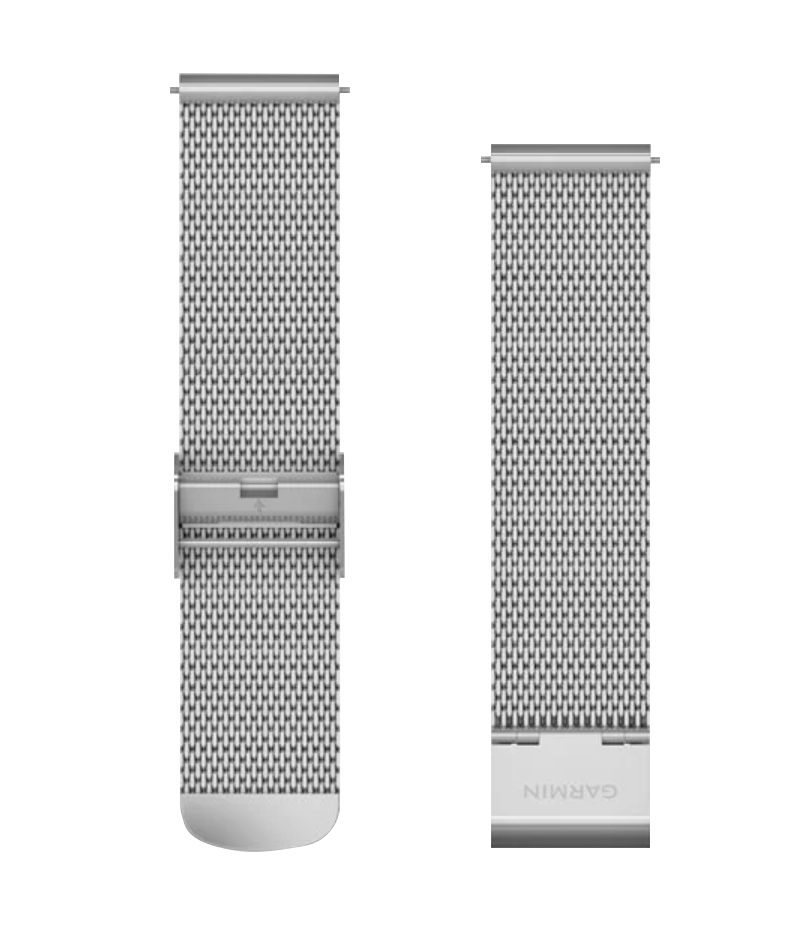 Garmin 20 mm Quick Release Milanese watch bands, silver stainless steel mesh; set of two