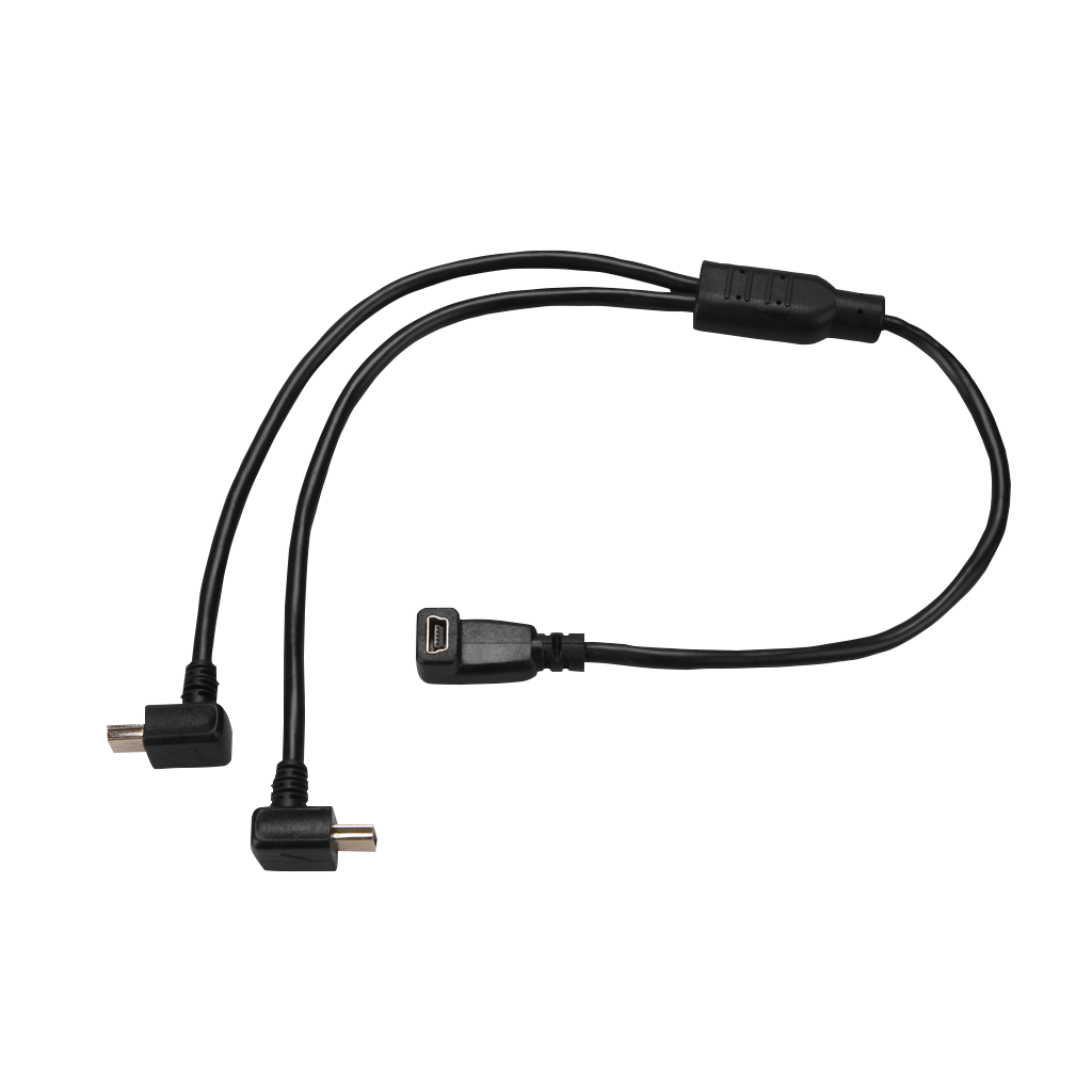 Garmin split adapter cable, black, dual right-angle DC barrel connectors