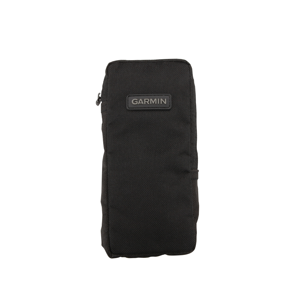 Garmin universal carrying case, black nylon pouch with Garmin logo patch