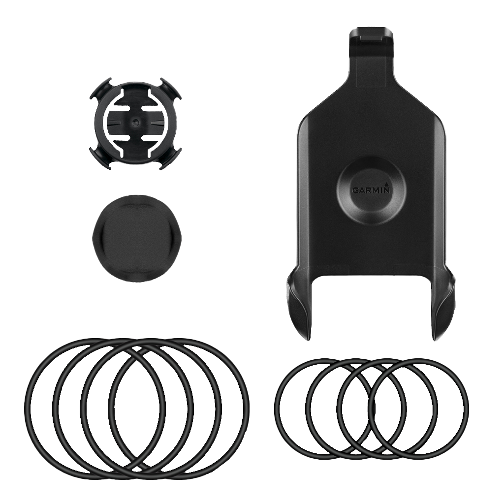 Garmin Universal Mount kit in black with two sets of rubber O-rings and caps.
