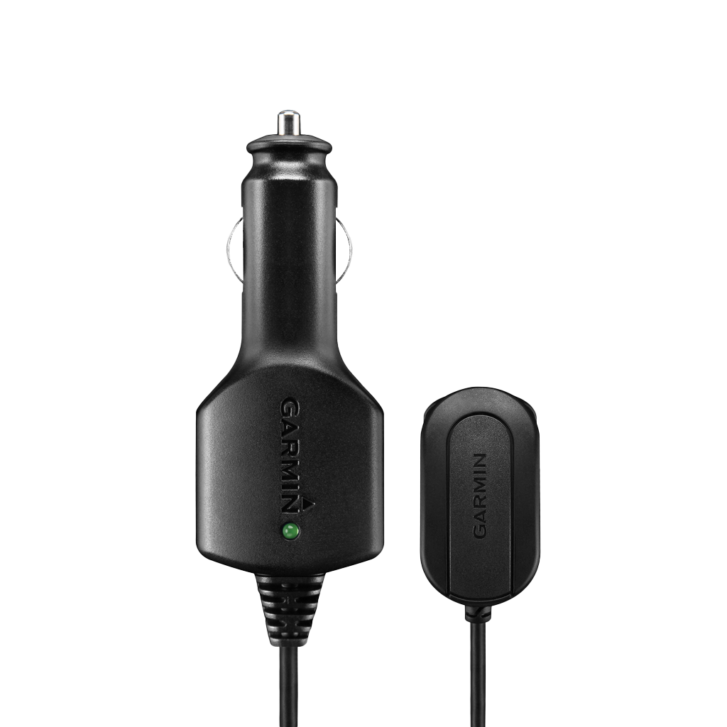 Garmin Vehicle Charging Clip, black car charger with green LED and separate Garmin module (2-piece set)