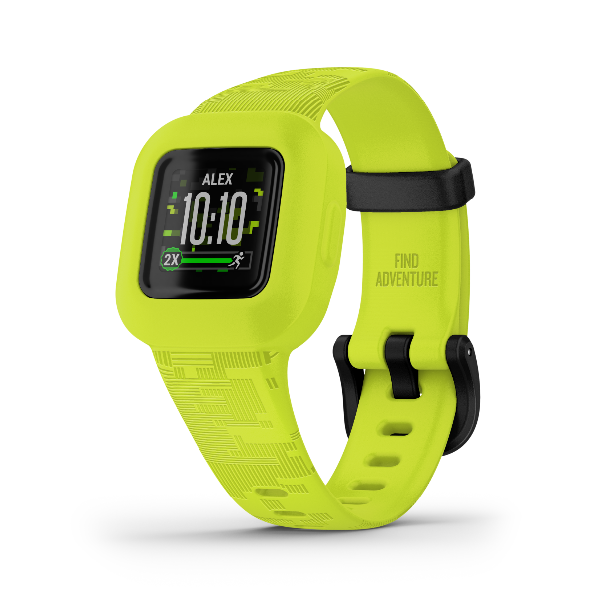 Garmin Vivofit Jr. 3 Digi Camo smartwatch for kids, neon lime color, certified refurbished