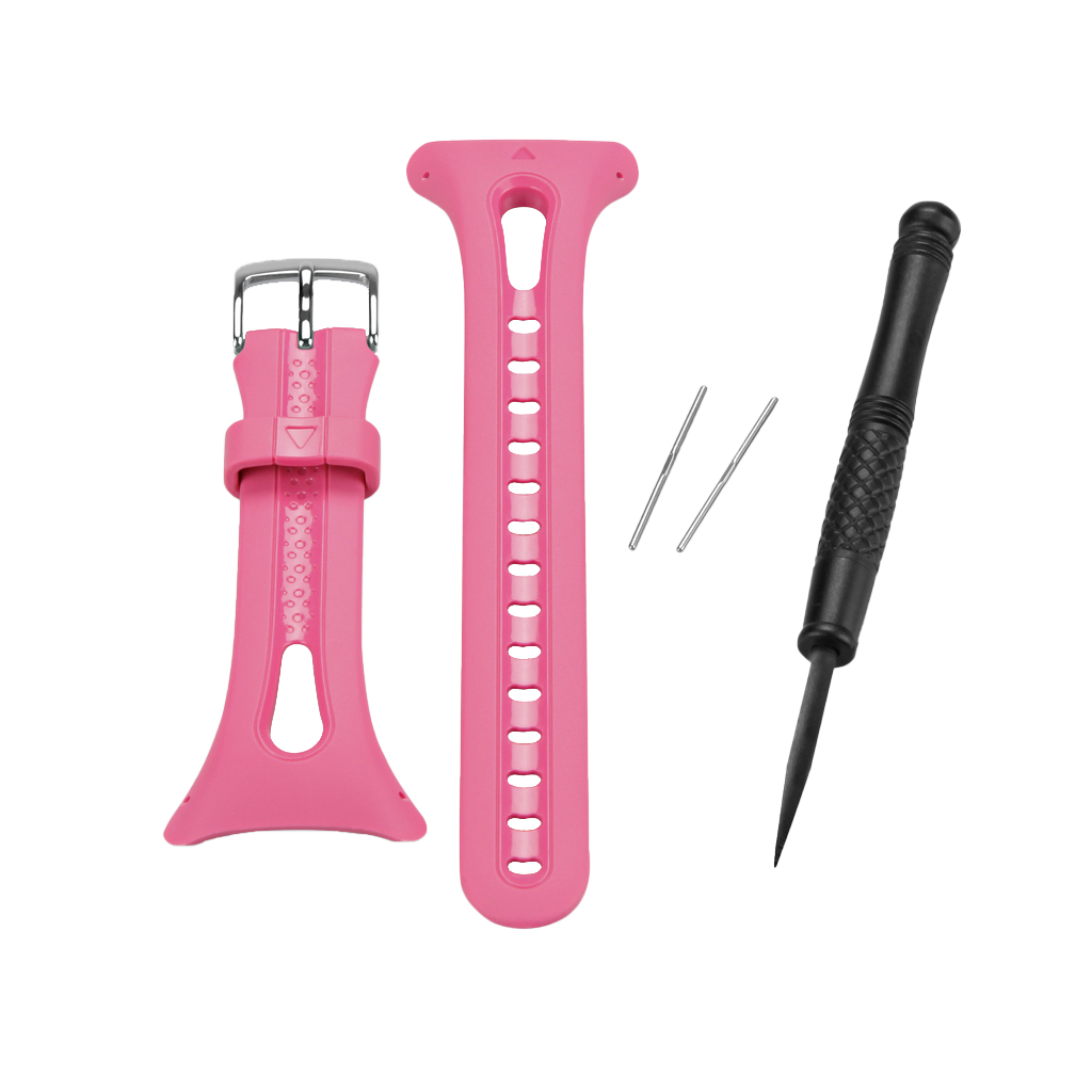 Garmin pink watch band set for Forerunner 10/15; includes two bands, pins, and a screwdriver