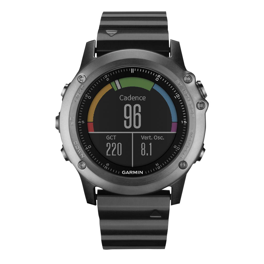 Garmin Fenix 3 Sapphire GPS Smartwatch, refurbished, silver bezel with black band