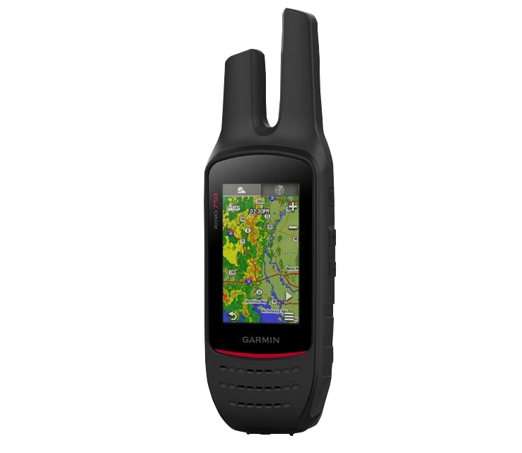 Garmin Rino 750 handheld GPS with 2-way radio and maps; certified refurbished, black