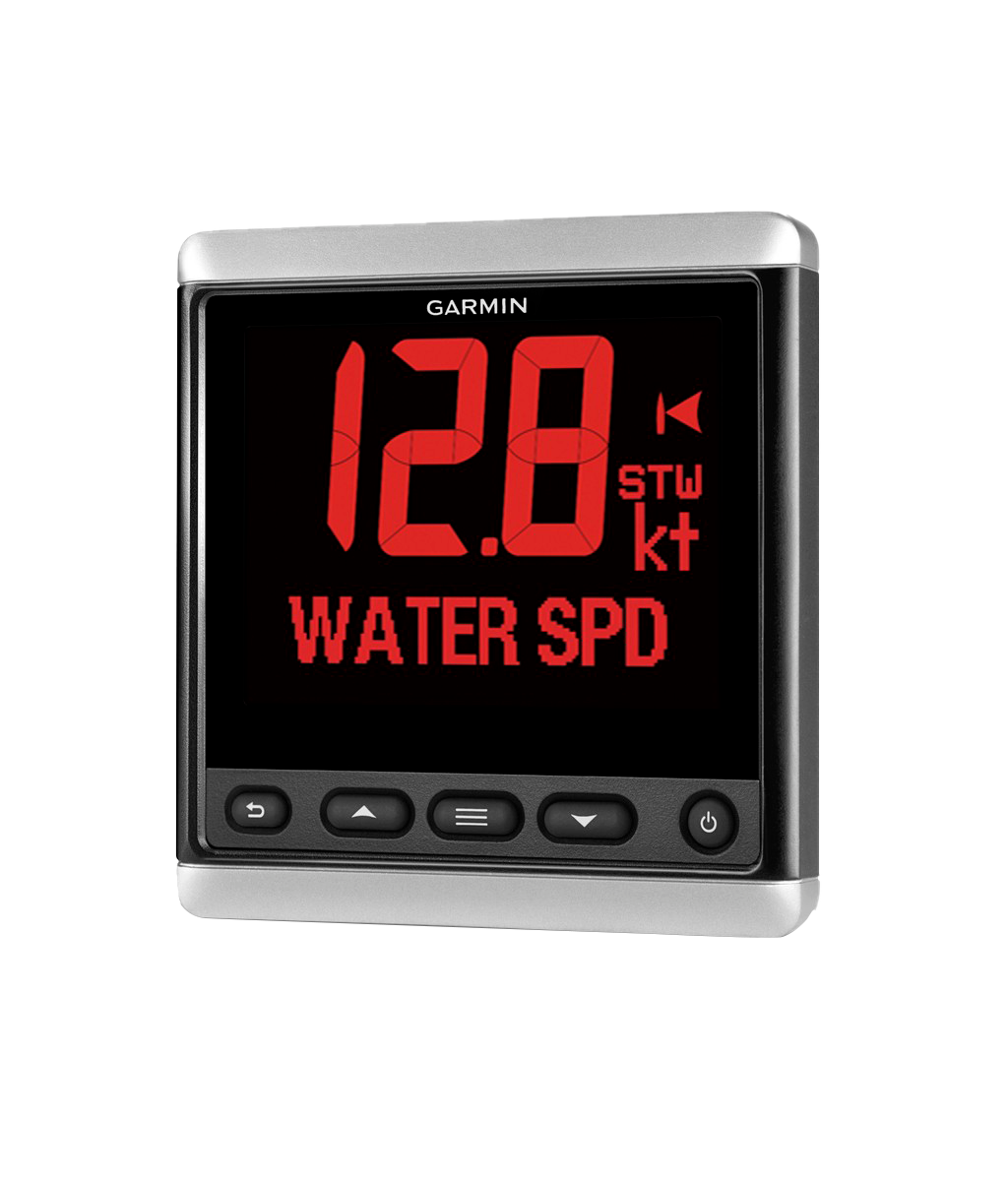 Garmin GNX 21 marine instrument display with red backlit digits