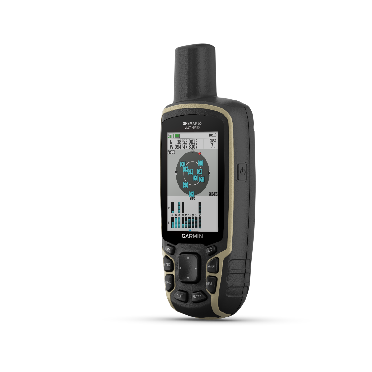 Garmin GPSMAP 65 handheld outdoor GPS with maps, black with tan trim, refurbished