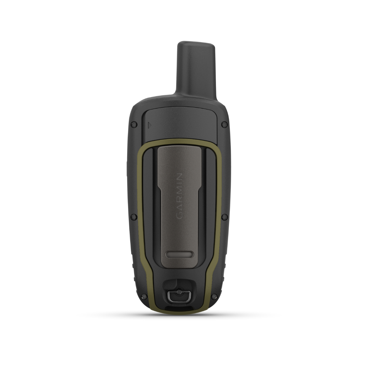 Garmin GPSMAP 65s handheld GPS with rugged black body and olive-green trim