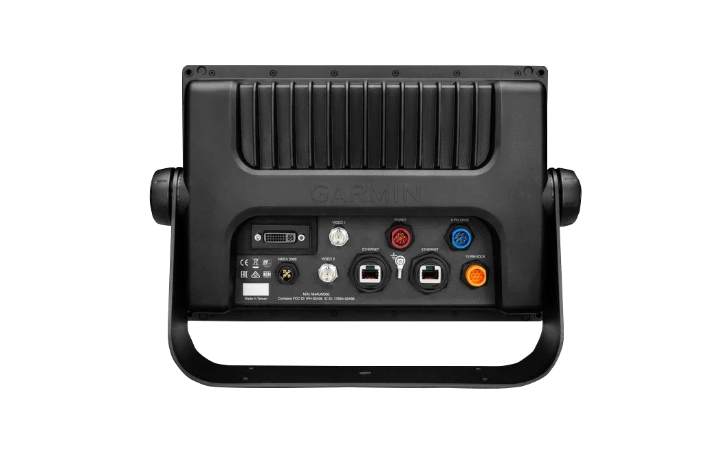 Garmin GPSMAP 7610xsv marine chartplotter back view in black with multiple ports