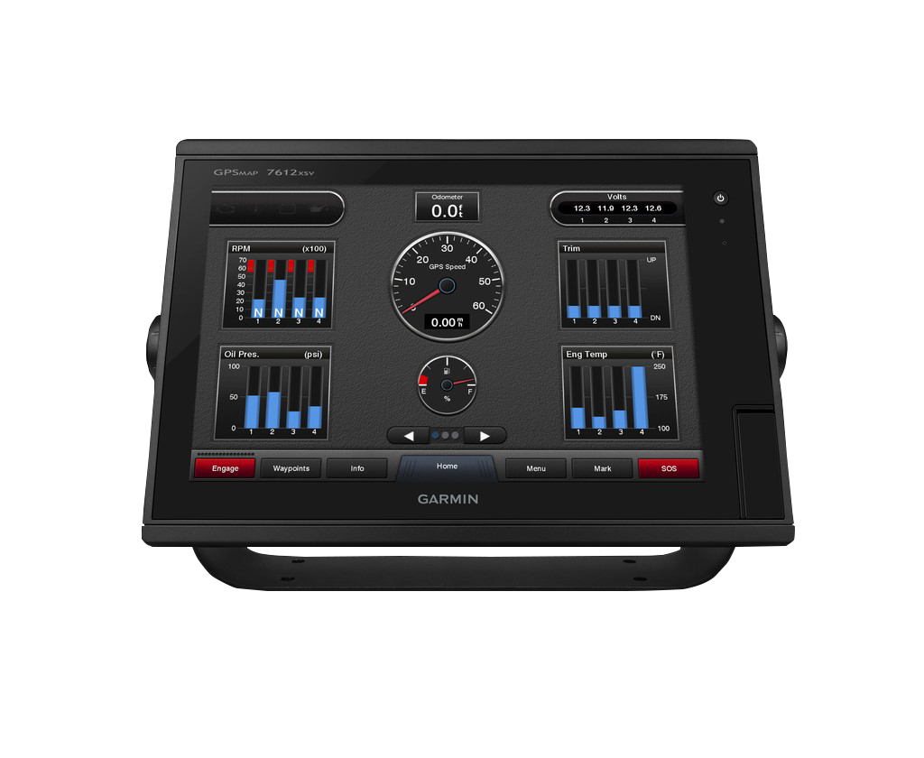Garmin GPSMAP 7612 marine chartplotter display with black bezel